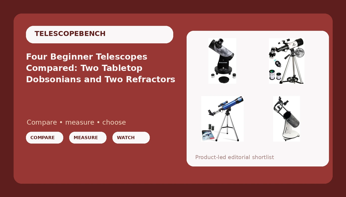 Four Beginner Telescopes Compared: Two Tabletop Dobsonians and Two Refractors