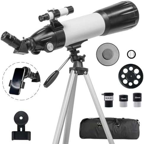 Telescope 80mm Aperture 600mm - Astronomical Portable Refracting Telescope Fully Multi-Coated High Transmission Coatings AZ Mount with Tripod, Phone Adapter & Carrying Bag