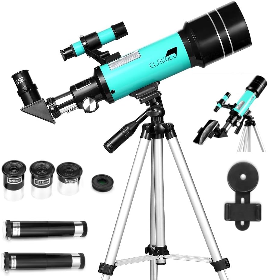 Telescope 70mm Aperture for Kids & Astronomy Beginners, Travel Telescope with Adjustable Tripod & Phone Adaper, Magnification 20X, 200X