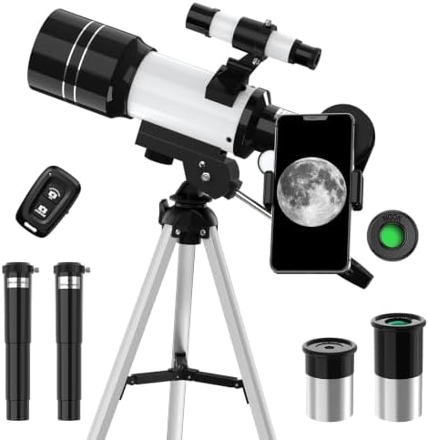 Telescope for Kids, 70MM Aperture Telescopes for Adults (15X-150X) with FMC Optics, 300MM Astronomical Refractor Telescope for Beginners with Phone Adapter, Portable Astronomy Gifts for Moon and Star